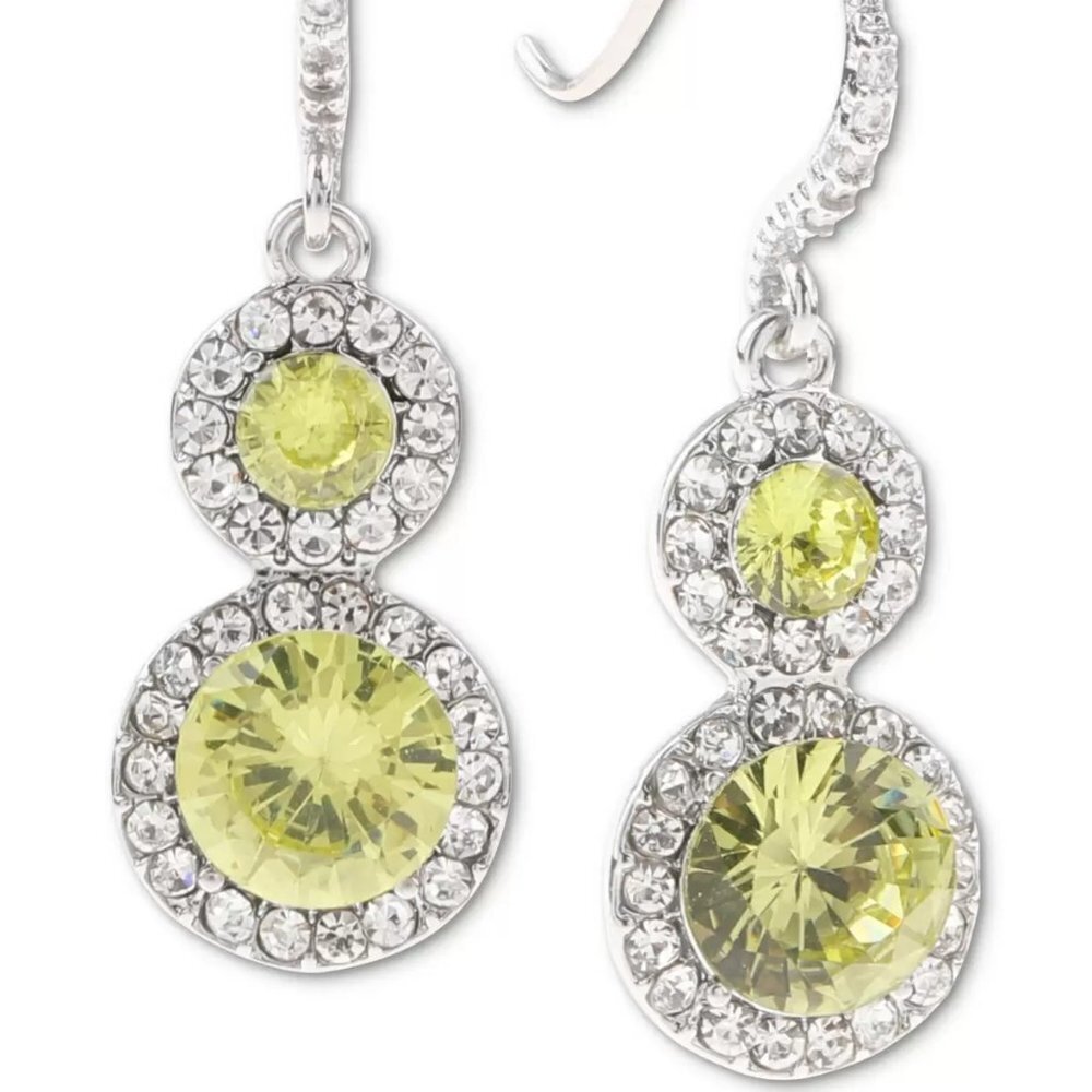 Charter Club Pave & Stone Halo Double Drop Earrings in Silver-Tone NEW